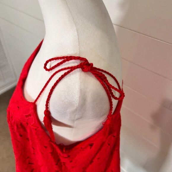 Altar'd State Red Eyelet Sundress with Tassle Straps Size L - Picture 5 of 8